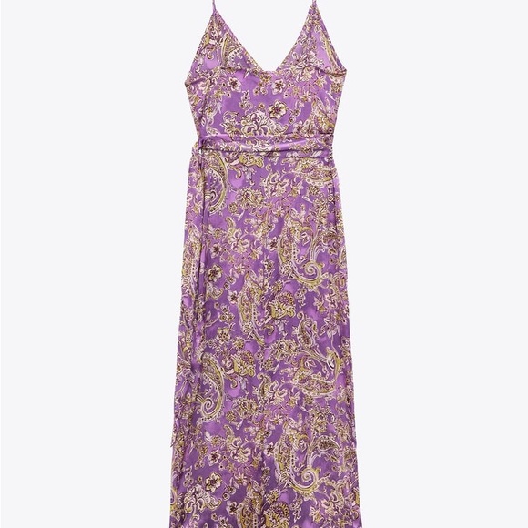 NWT ZARA SATIN EFFECT PRINT DRESS - Picture 14 of 16